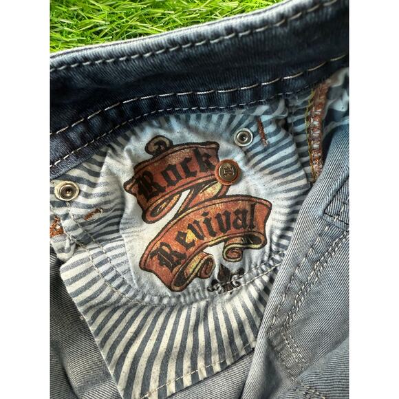 Rock Revival Adele Skinny Jeans Women 28 Blue Stretch Fleur Pocket Denim Y2K EUC - Picture 6 of 12